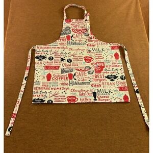 Now Designs Unisex OS Cream Retro Diner Cafe Print Cotton Kitchen Apron
